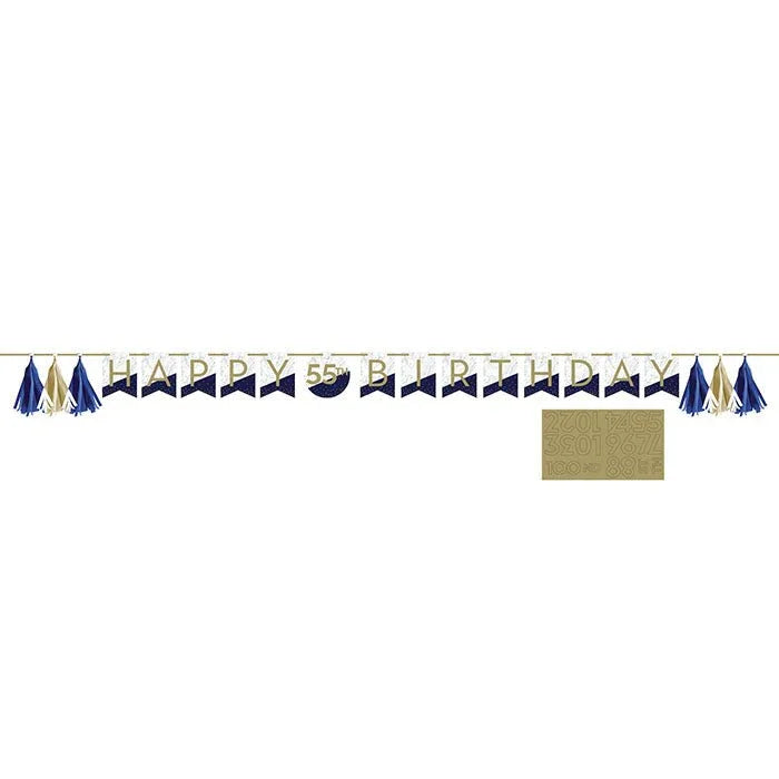 Navy & Gold Milestone Banner W/Stickers | 1ct - Zurchers