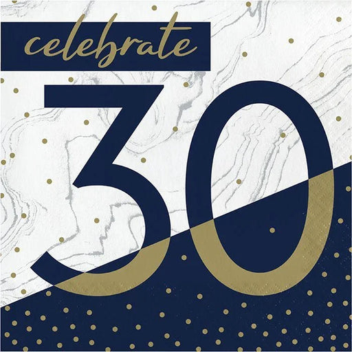 Navy & Gold Milestone Celebrate 30 Lunch Napkins | 16ct - Zurchers