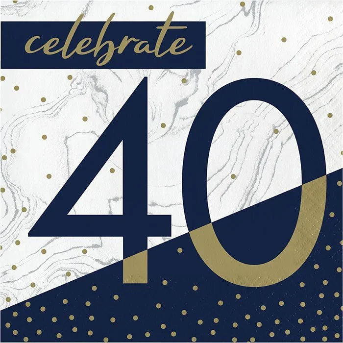 Navy & Gold Milestone Celebrate 40 Lunch Napkins | 16ct - Zurchers