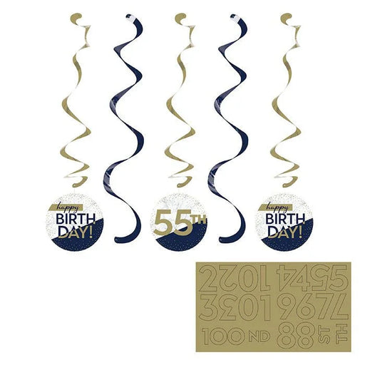 Navy & Gold Milestone Dizzy Danglers W/Stickers | 5pcs - Zurchers