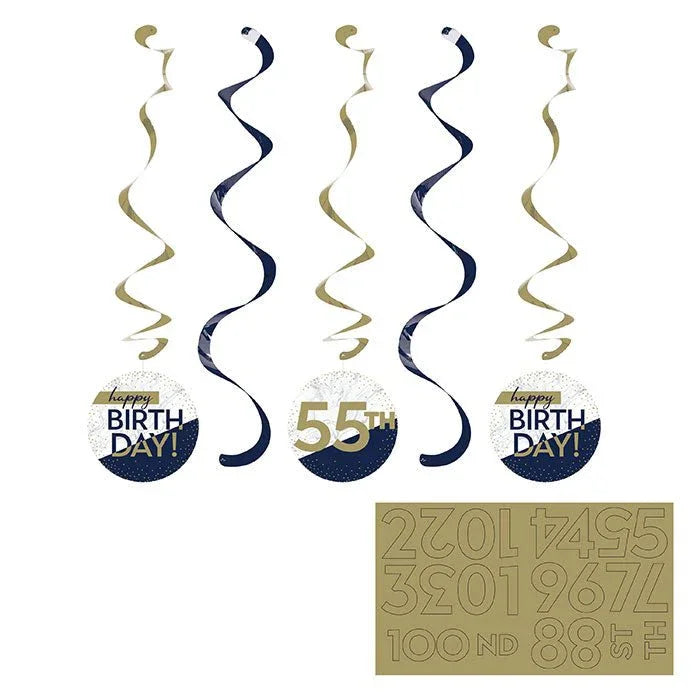 Navy & Gold Milestone Dizzy Danglers W/Stickers | 5pcs - Zurchers