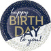Navy & Gold Milestone Happy Birthday To You Dessert Plates 7" | 8ct - Zurchers