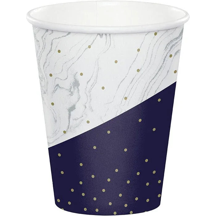 Navy & Gold Milestone Happy Birthday To You Paper Cups 9oz | 8ct - Zurchers