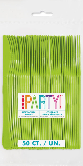 50ct Knives Neon Green Premium - Party Supplies