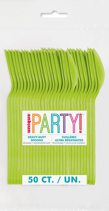 50ct Spoons Neon Green Premium - Party Supplies