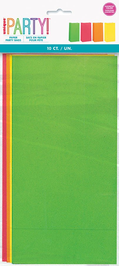 Neon Paper Party Bag Assorted | 10ct