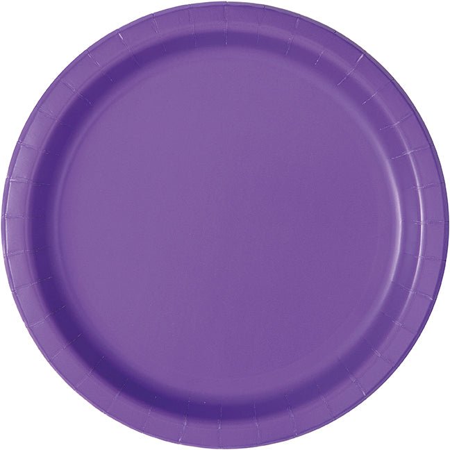 20ct 9in Paper Plate Neon Purple - Party Supplies