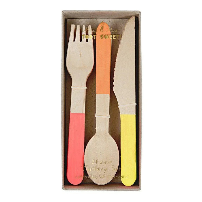 Neon Wooded Cutlery | 24 ct - Zurchers