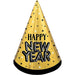 New Year's Black, Gold & Silver Happy New Year Cone Hat | 1 ct - Zurchers