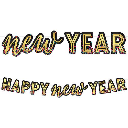 New Year's Colorful Confetti Happy New Year Banner, 12' | 1 ct - Zurchers