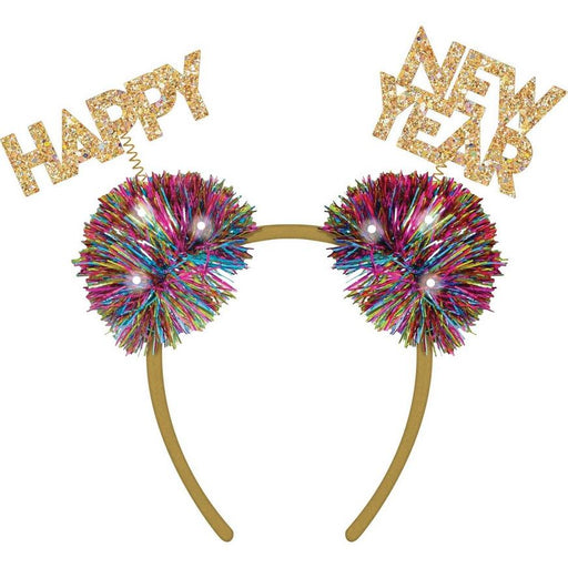 New Year's Colorful Confetti Light - Up Pom - Pom Headband | 1ct - Zurchers