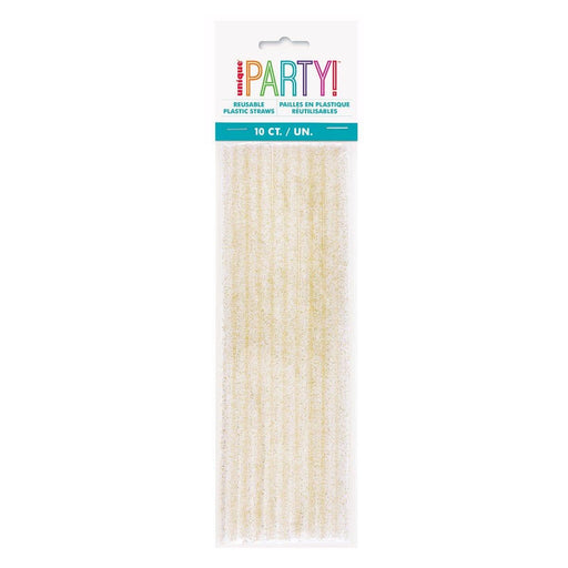 New Year's Gold Glitter Plastic Straws | 10ct - Zurchers