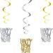 New Year's Hanging Swirl Silver and Gold Decorations 26" | 3 - Count - Zurchers