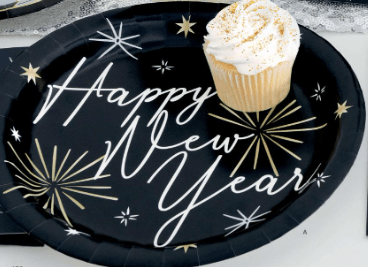 New Year's Shimmer 9in Round Dinner Paper Plates - Zurchers