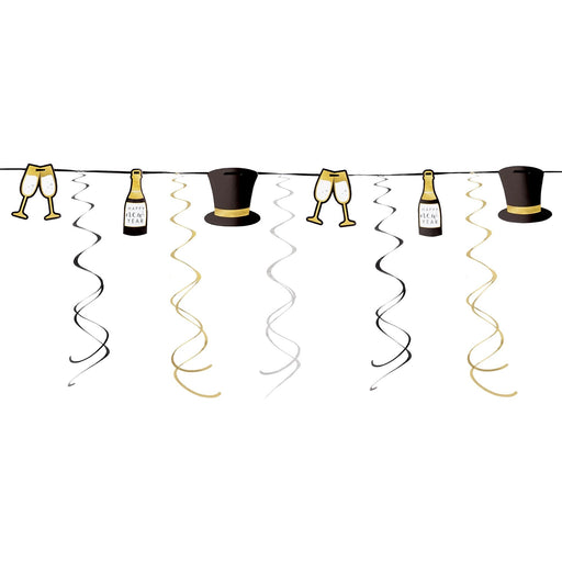 New Year's Top Hat & Swirl Garland 9' | 1ct - Zurchers
