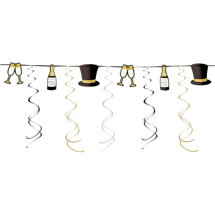 New Year's Top Hat & Swirl Garland 9' | 1ct - Zurchers