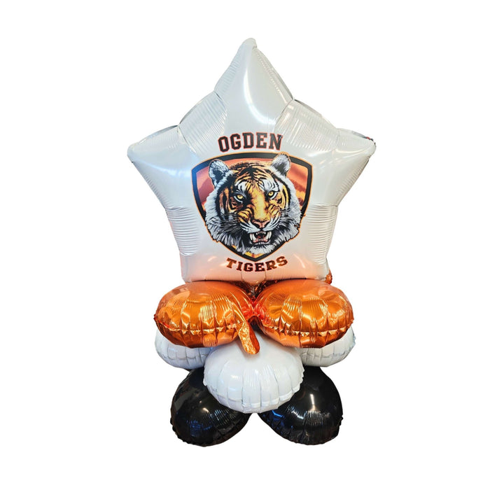 Star-shaped balloon with Ogden Tigers logo on a white background