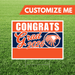 Graduation-themed customizable sign with 'Congrats Grad 2026' on a grass background