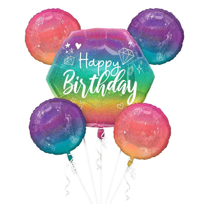 Ombre Birthday Sparkle Balloon Bouquet | 5 pcs - Zurchers