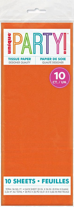 10ct Orange Tissue Paper - Party Supplies