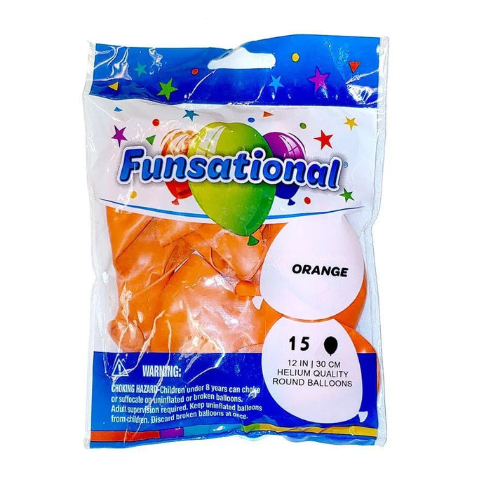 12" Funsational Latex Balloon Pack, Orange | 15 ct - Zurchers