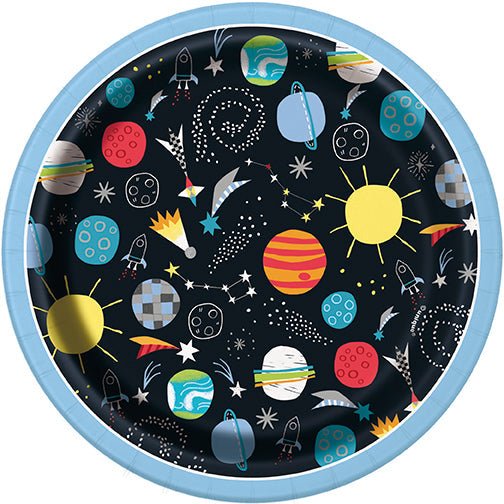 7in Round Plates Outer Space - Party Supplies