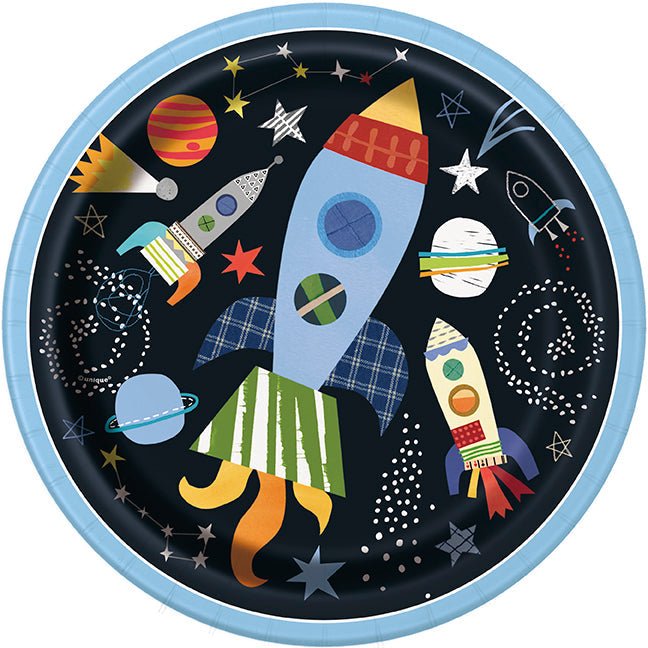 9in Round Plate Outer Space - Party Supplies