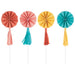 Paper Fan Cake Toppers W/ Tassel - Party Supplies