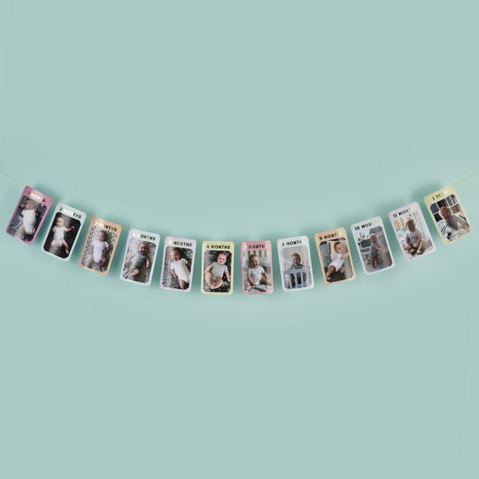 Pastel 12 Month Milestone Photo Bunting | 1ct - Zurchers