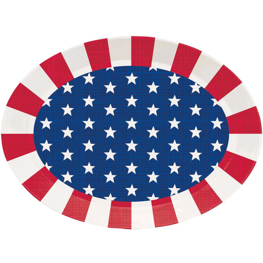 Patriotic Oval Plastic Serving Tray 10”x14” | 1ct - Zurchers