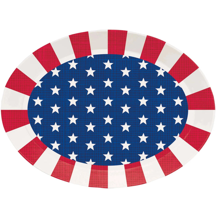 Patriotic Oval Plastic Serving Tray 10”x14” | 1ct - Zurchers