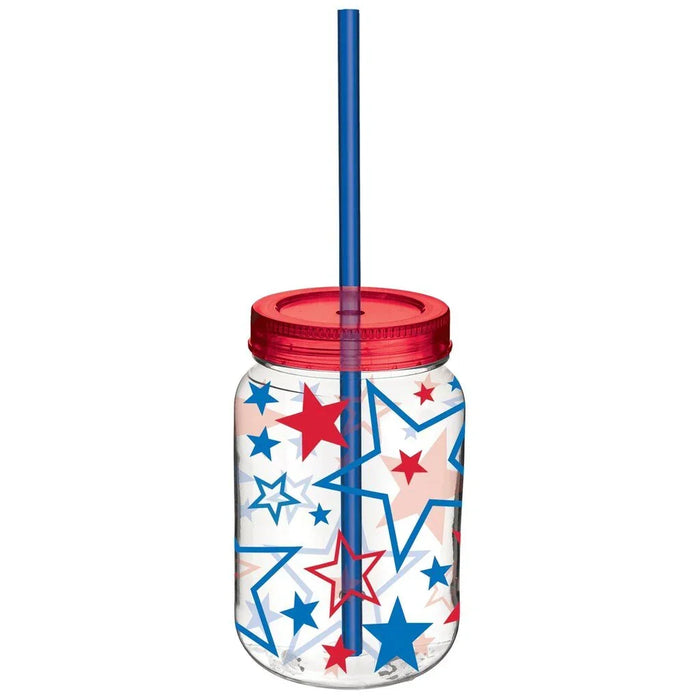 Patriotic Plastic Mason Jar with Straw | 1ct - Zurchers