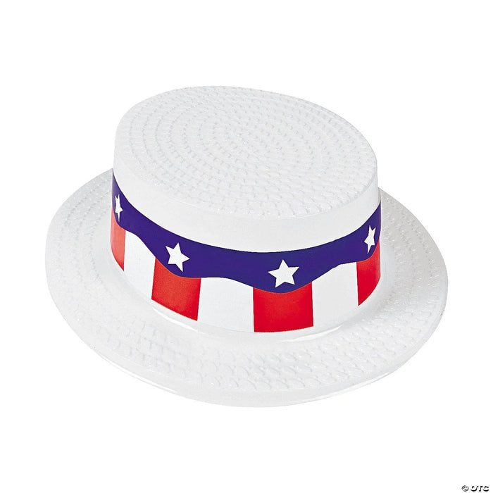 Patriotic Plastic Red/White/Blue Adult Skimmer Hat | 1ct - Zurchers