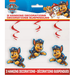 Paw Patrol hanging decorations on a white background with blue and red accents.