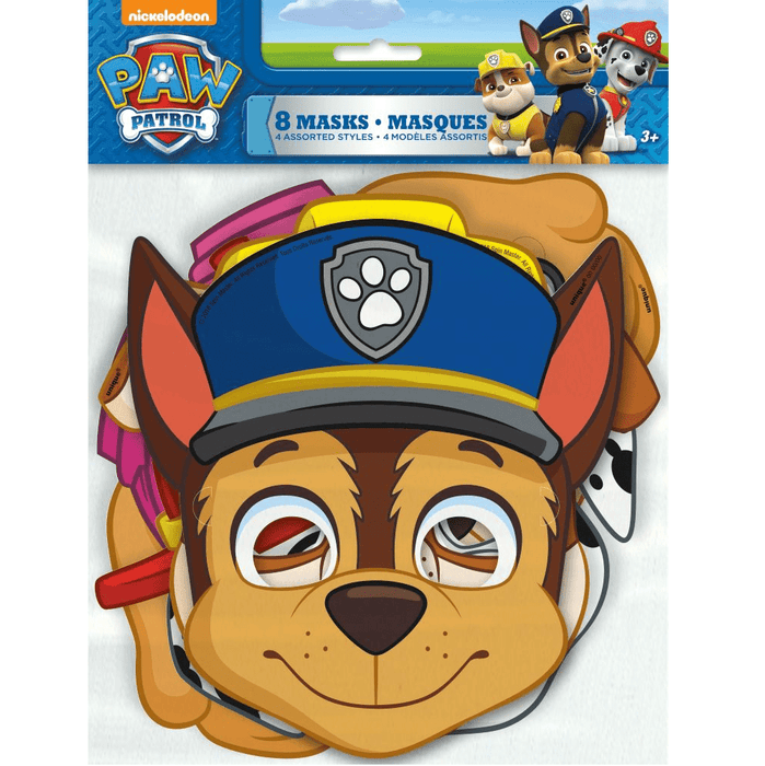 Paw Patrol mask packaging with a dog mask on a white background