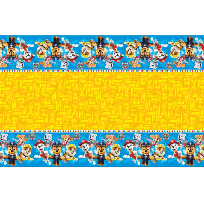 Decorative border with cartoon characters on a blue and yellow background