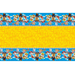 Decorative border with cartoon characters on a blue and yellow background