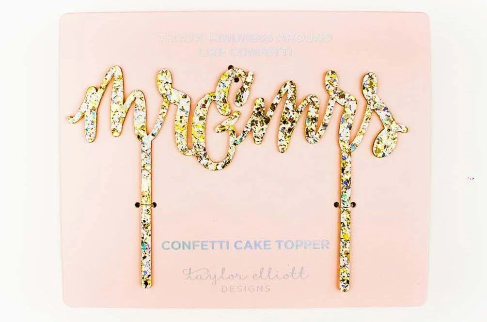 Pearl Confetti Cake Topper Mr & Mrs 8.5" | 1ct - Zurchers