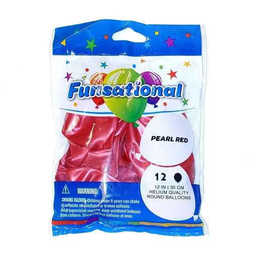 12" Funsational Latex Balloon Pack, Pearl Red | 12 ct - Zurchers