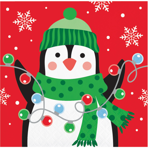 Penguin with Christmas Lights Napkin | 1ct - Zurchers
