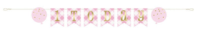 6ft Pennant Banner Pink Gingham - Party Supplies