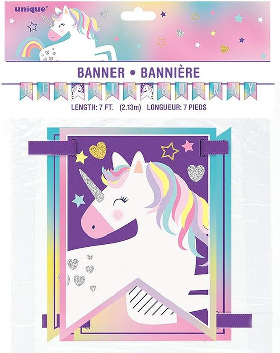 7ft Pennant Banner Unicorn - Party Supplies