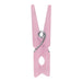 Pink clothespin with a silver metal spring, shown upright on a white background.