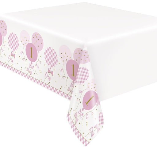 Pink Gingham Plastic Tablecover | 1ct