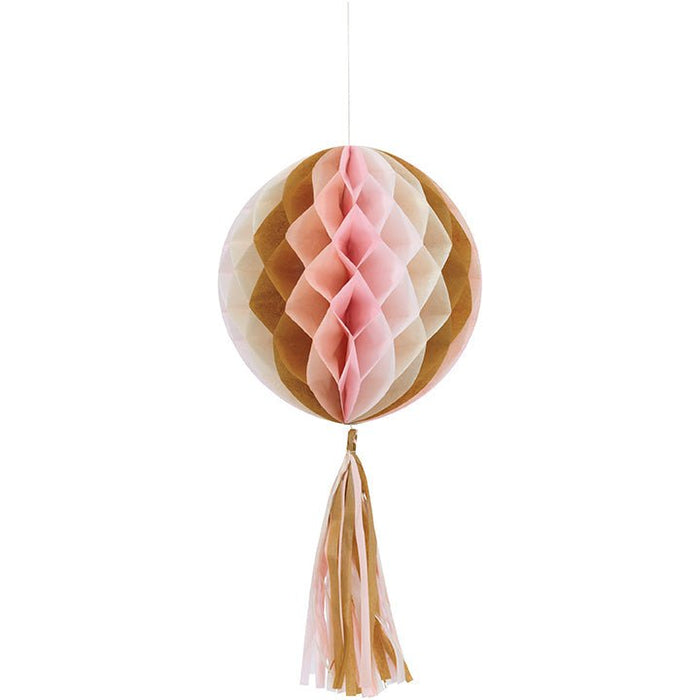 3ct Pink Marble Honeycomb Ball Tissue - Party Supplies