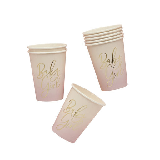 Pink Ombre Baby Girl Paper Cups | 8ct