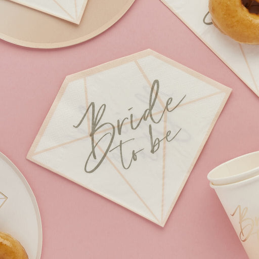Pink Ombre Bride To Be Diamond Shaped Napkins | 16ct