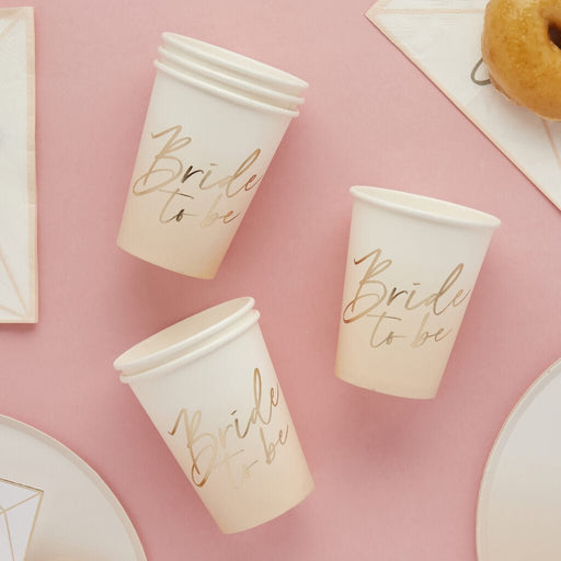 Pink Ombre Bride To Be Paper Cups | 8ct