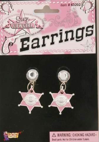 Pink Sexy Cowgirl Sheriff Earrings | 1 pr - Zurchers