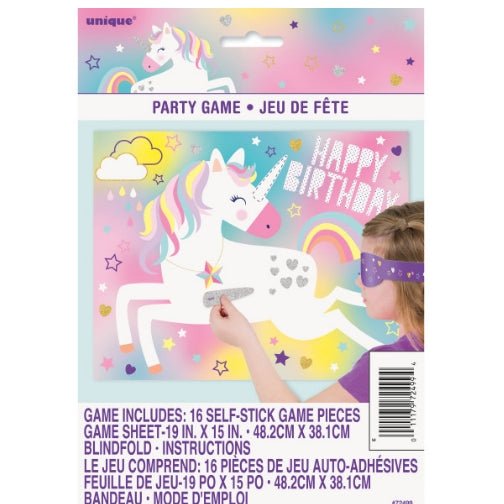 1ct Pin The Horn on The Unicorn Party Game For 16 